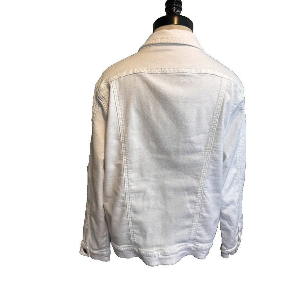 Buffalo David Bitton Womens XL Stretch Knit Terry "Denim" Jacket White Cotton - Picture 4 of 11
